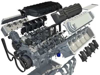 V8 Engine with Semi Interior 3D model