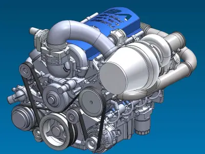 Supercar System Powertrain Assembly Stage 2 Free 3D model