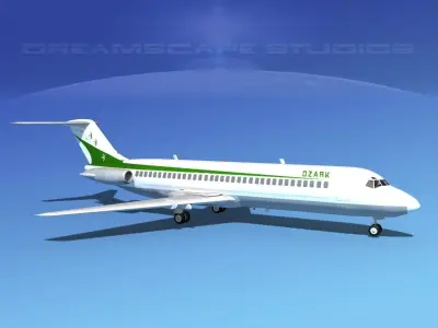 Douglas DC-9-30 Ozark Airlines 3D model