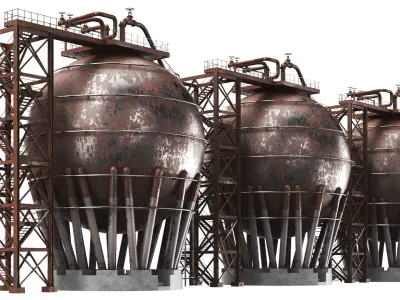 Detailed Rusted Oil Storage 3D model