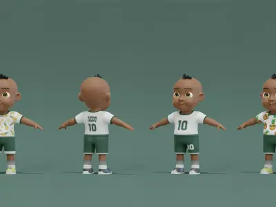 3D Kid Character Rigged Textured Low-poly 3D model