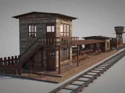 Yuma City Vintage Western Train Station 3D model
