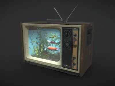 Old TV Aquarium Low-poly 3D model