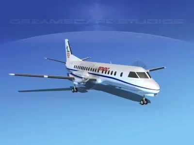 SAAB 2000 Piedmont Commuter 3D model