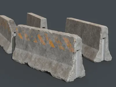 Jersey Concrete Road Barriers  Low-poly 3D model