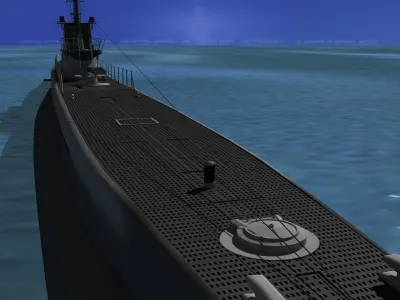 Balao Class Submarine SS347 USS Cubera VHP 3D model