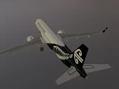 Air New Zealand airbus a320neo low poly 3d model with cockpit Low-poly 3D model