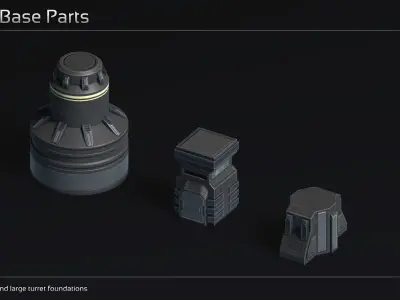 Scifi Turret Collection II Low-poly 3D model