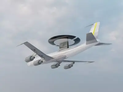 E-3B Style AWACS Radar Plane - Custom 1950s Modernized Jet Low-poly 3D model