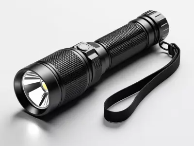 Black Tactical Flashlight Broken Lens 3D model