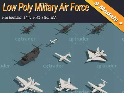 Low Poly Military Air Force Isometric Icon Low-poly 3D model
