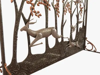 Fine and Rare Deer Fire Screen by Edgar Brandt 3D model
