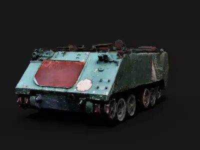 war destroyed military M113 vehicle wreck PBR photogrammetry Low-poly 3D model