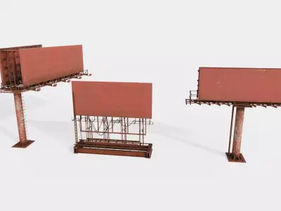 oldy rusty advertisement billboards with 4k pbr game ready Low-poly 3D model