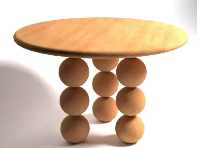 Modern Organic Wood Bubble Dining Table 3D Model Free 3D model