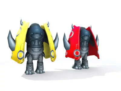 Robot lowpoly with horns Low-poly 3D model