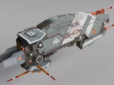 Spacecraft fighterjet Low-poly 3D model
