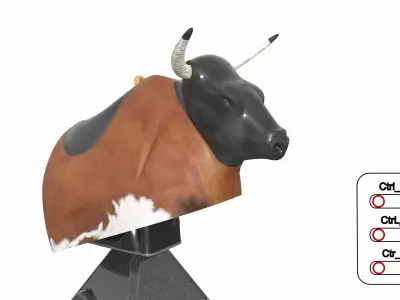Mechanical Rodeo Bull with Steel Stabilizer Case Rigged 3D model