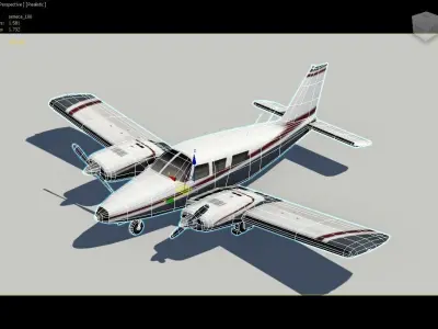 Piper PA-34 Seneca Low Poly Static  Low-poly 3D model
