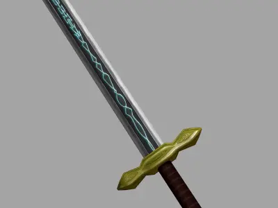 Fantasy Broadsword Free low-poly 3D model