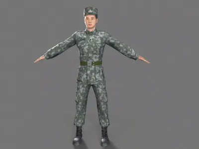China soldier Low-poly 3D model