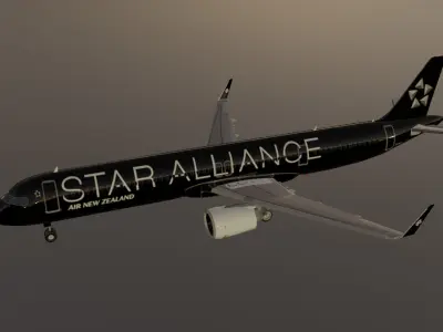 Air New Zealand star alliance airbus a321neo  Low-poly 3D model