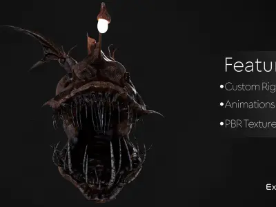 Fish low poly model - Anglerfish - ocean horror - monster fish 5 Low-poly 3D model