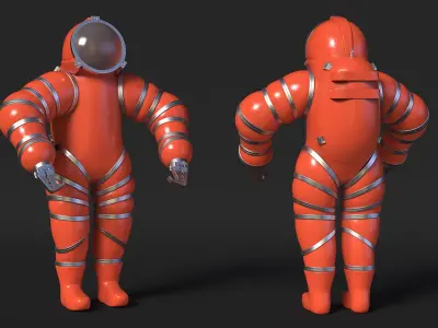 Deep Sea Diving Suit Rigged for Cinema 4D 3D model
