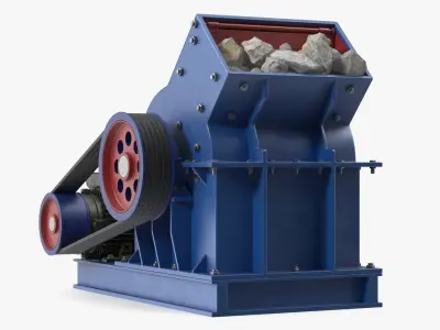 Industrial Belt Hammer Mill with Stones 3D model