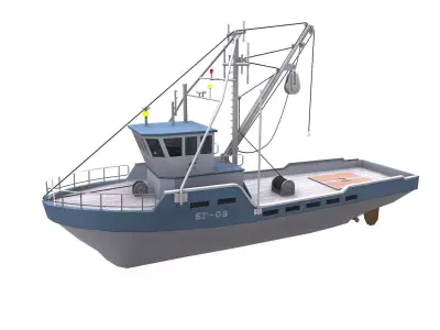 Fishing Boat Low-poly PBR Low-poly 3D model