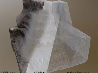 Pillar Base Asymmetric Ancient Low-poly 3D model