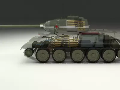 T-34 85 Interior Engine Bay Full 3D model