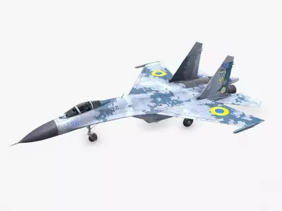 Sukhoi Su-27P Ukrainian Fighter Jet Low-poly PBR Low-poly 3D model