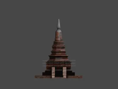 Pagoda in thailand Low-poly 3D model