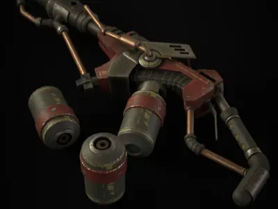 FlameThrower grenade launcher Low-poly 3D model