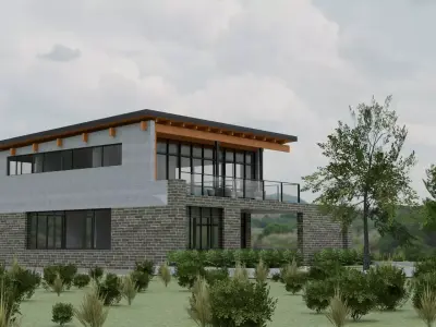 Two-Story Office Building Low-poly 3D model