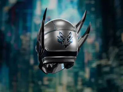 Cyber Mecha Concept Helmet Low-poly 3D model