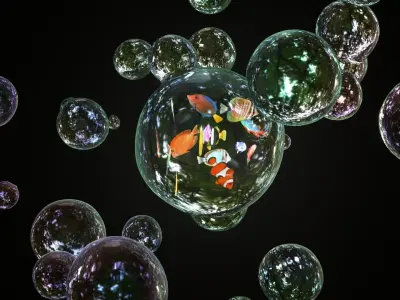 Fishes in bubble 3D model