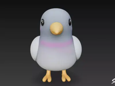 Cartoon Plush Pigeon Low-poly 3D model