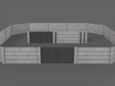 PBR Gate and Wall 1 Low-poly 3D model