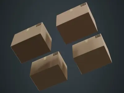 Cardboard Box 1A Low-poly 3D model