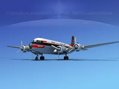 Douglas DC-7B Braniff Intl 3D model