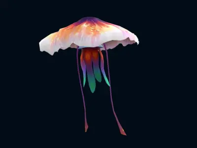 low-poly animated jellyfish Low-poly 3D model