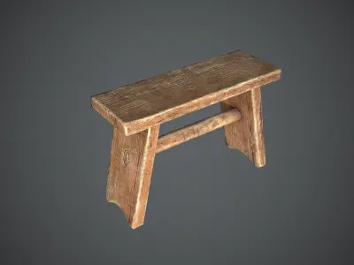 Bench Small Medieval Free low-poly 3D model