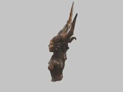 Demon Woman Alien Head Bust Low-poly 3D model purchase