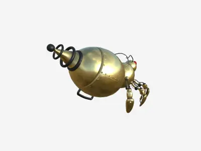 Cute Robot E08 Golden - SciFi Character Design Low-poly 3D model