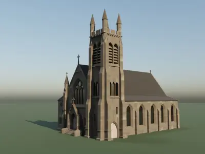 Scottish Church - Game Ready Free low-poly 3D model