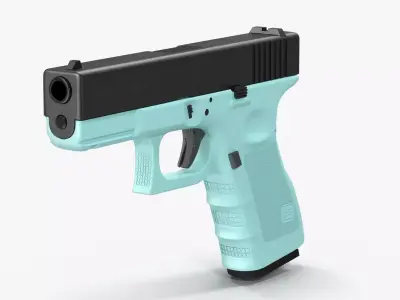 Glock 19 Blue Low-poly 3D model