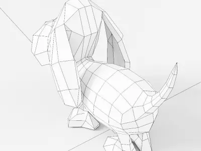  Dog low poly toon 3d model  Low-poly 3D model