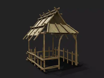 Bamboo Shelter 6 Low-poly 3D model